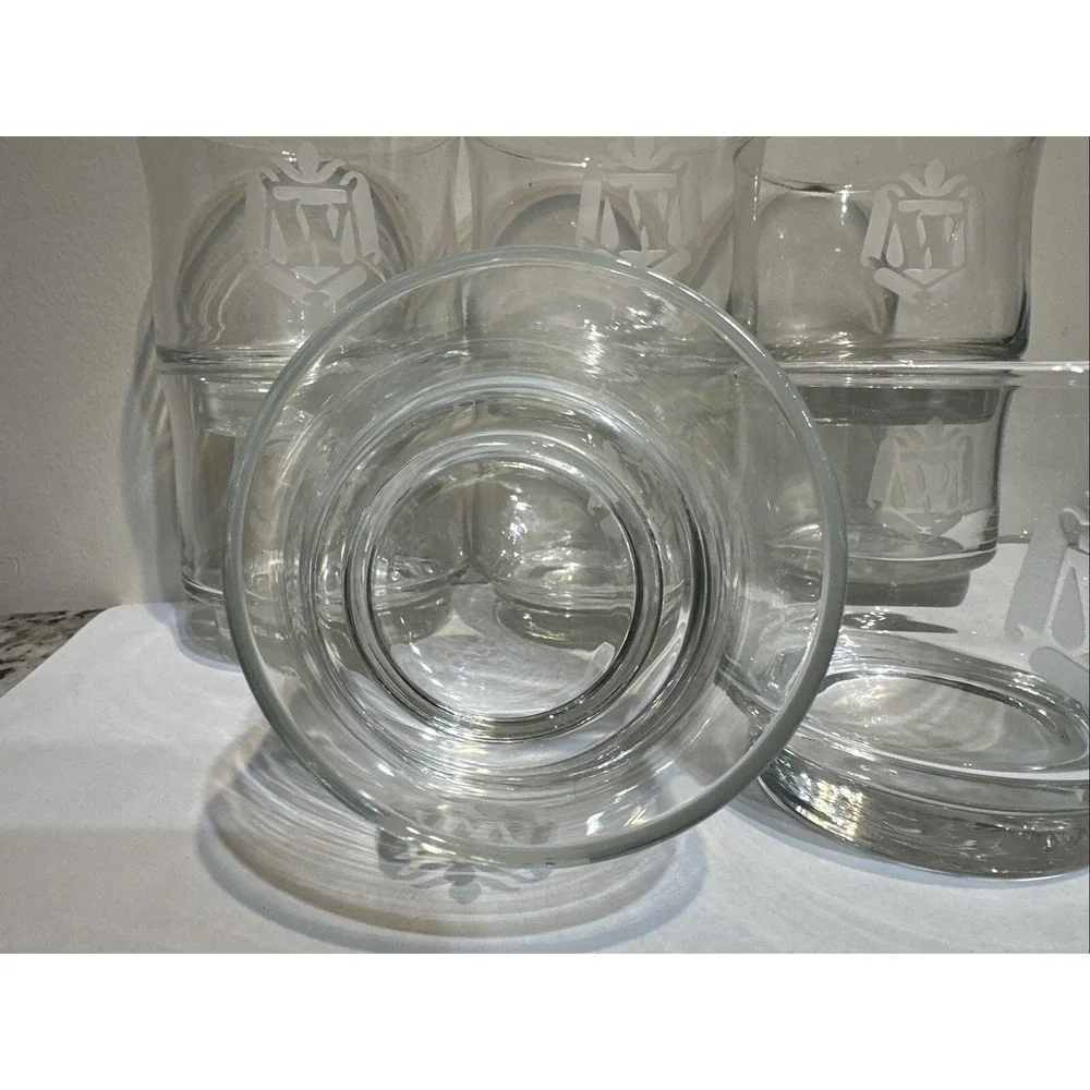 Vintage Set of 7 Kingsford Monogram W Whiskey Glasses 13oz Rocks Old Fashioned
